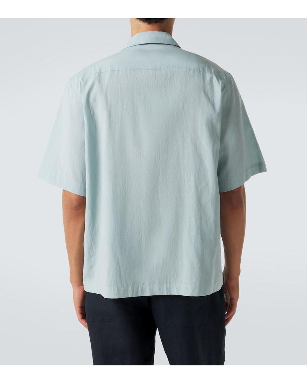 Commas Blue Embroidered Bowling Shirt for men