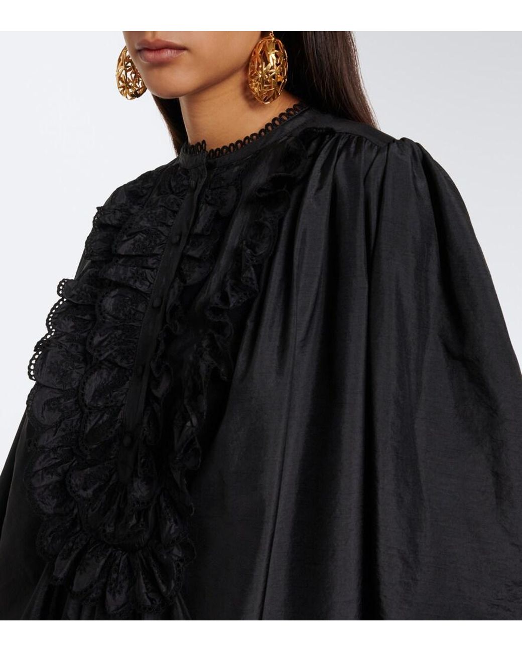 Chloé Black Ruffled Taffeta Minidress