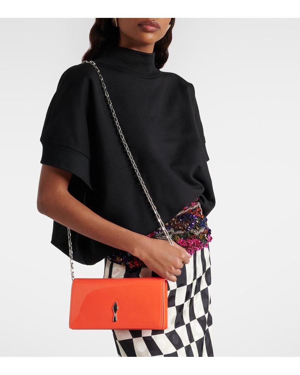 Christian Louboutin Orange Bettina Patent Leather Clutch
