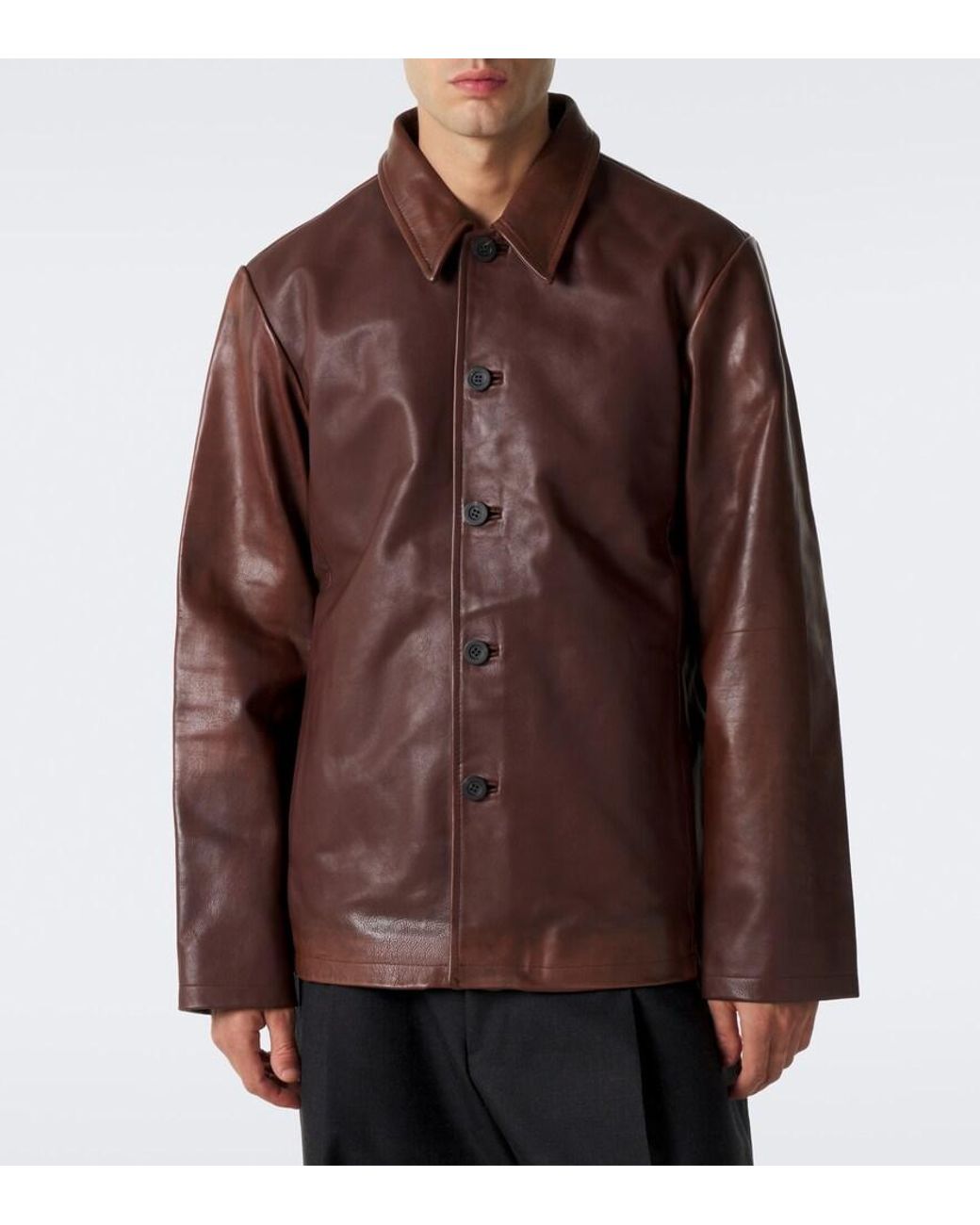 Studio Nicholson Brown Leather Jacket for men