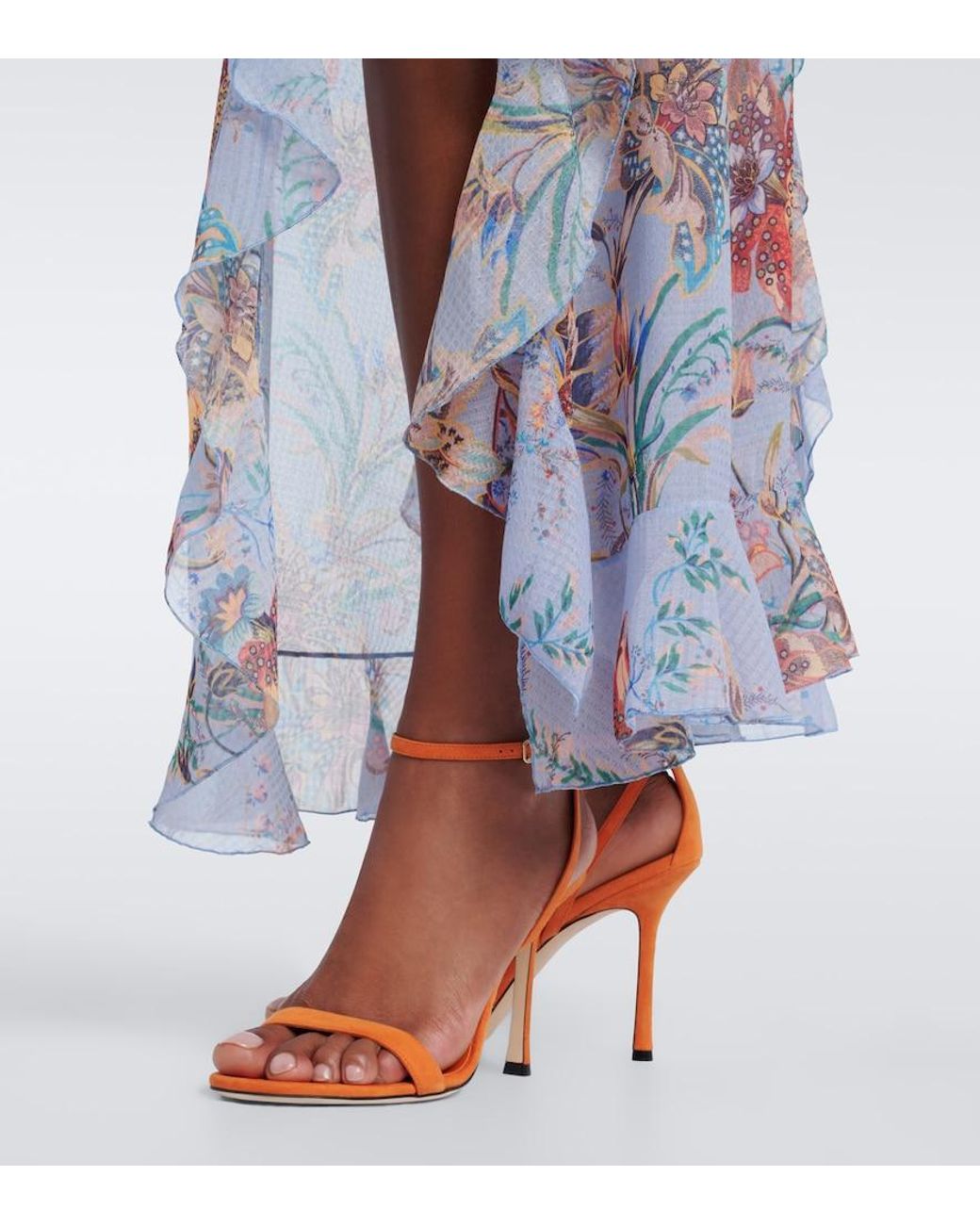Jimmy Choo Orange Moza Suede Sandals