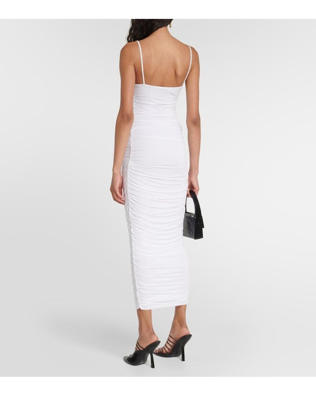 Wardrobe NYC White Ruched Jersey Slip Dress