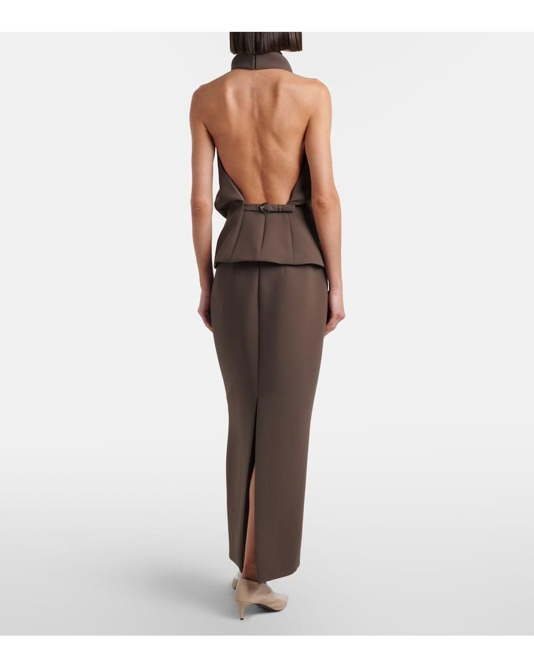 Khaite Brown Winton Crepe Maxi Skirt
