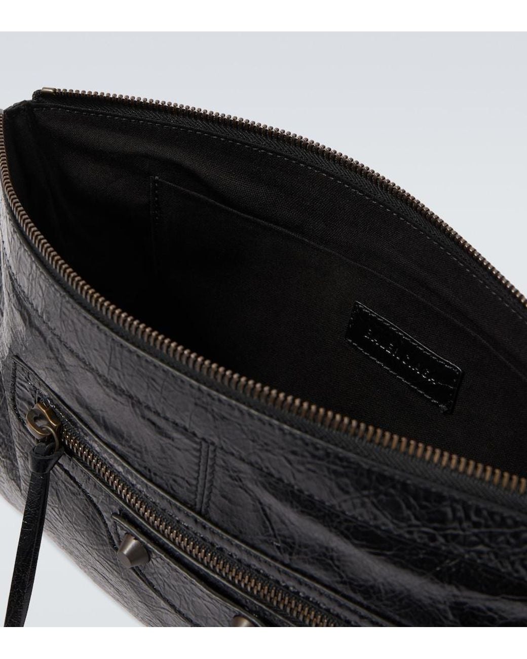 Balenciaga Black Le City Leather Phone Pouch for men