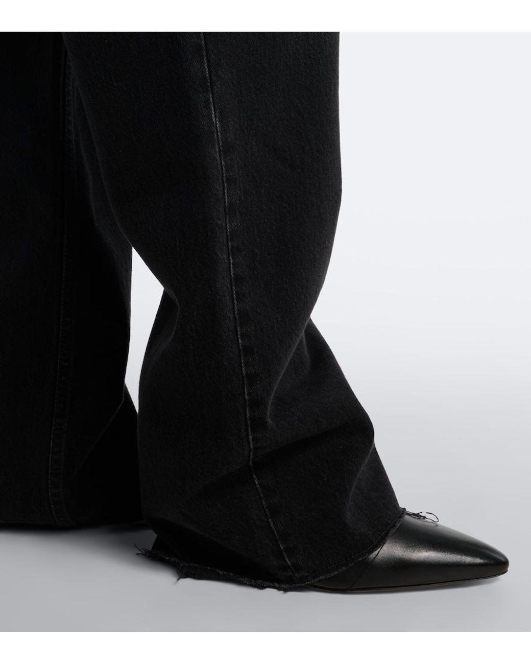 Maison Margiela Black Heel-Less Leather Wedge Mules