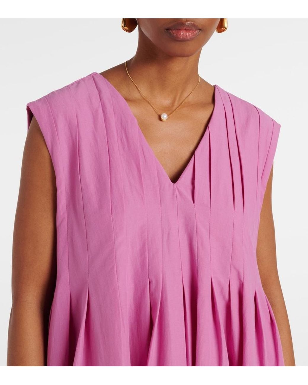 Max Mara Purple Max Mara Piega Ramie And Cotton Pleated Maxi Dress