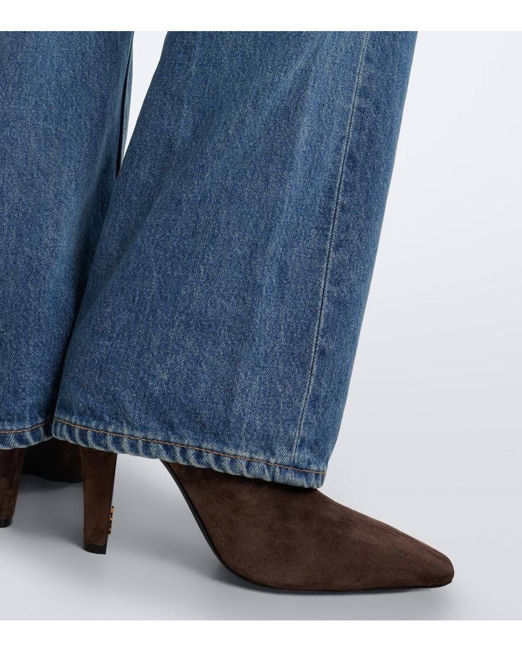 Saint Laurent Brown Jill Suede Ankle Boots