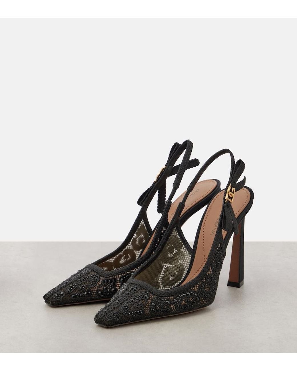 Dolce & Gabbana Black High Heel Shoes With Shimmering Crystals