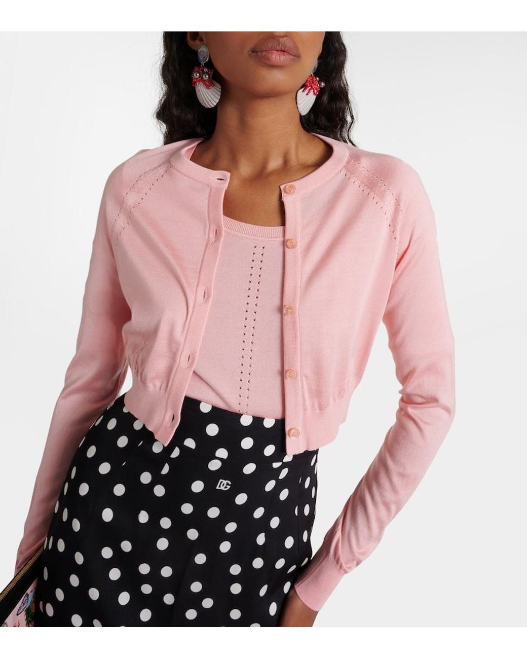 Dolce & Gabbana Pink Capri Cropped Silk Cardigan