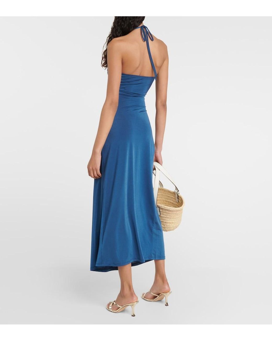 JADE Swim Blue Kira Halterneck Cutout Midi Dress