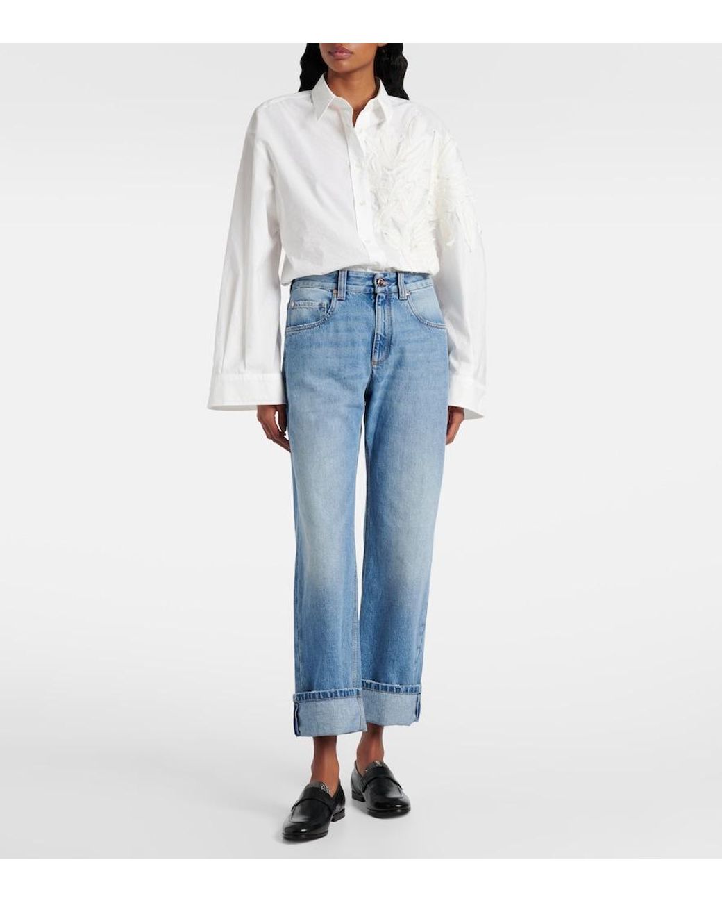 Brunello Cucinelli Blue Low-Rise Straight Jeans
