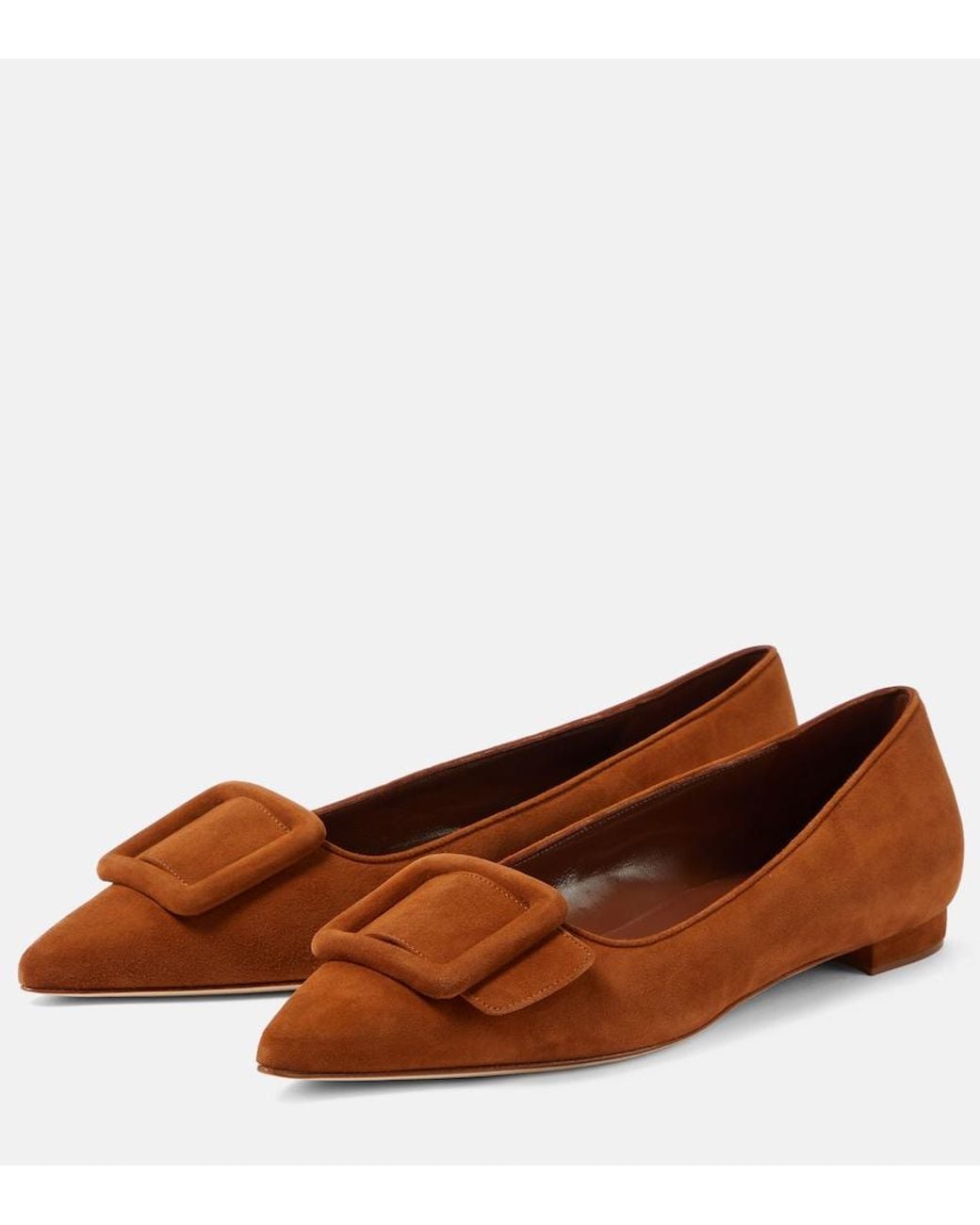 Manolo Blahnik Brown Maysale Suede Ballet Flats