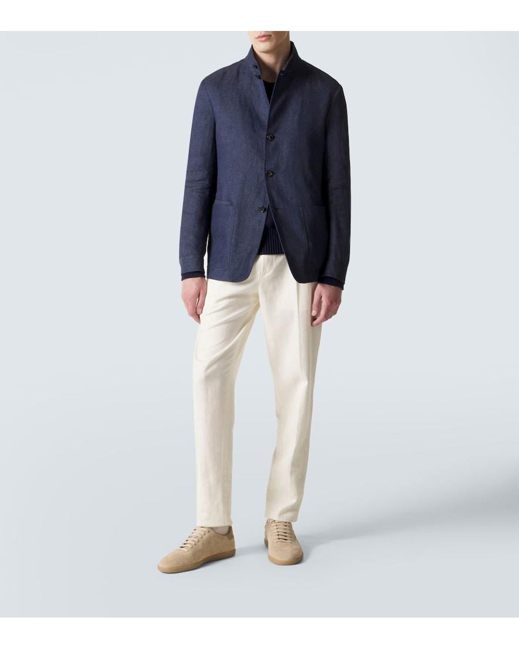 Zegna Blue Il Conte Linen Jacket for men