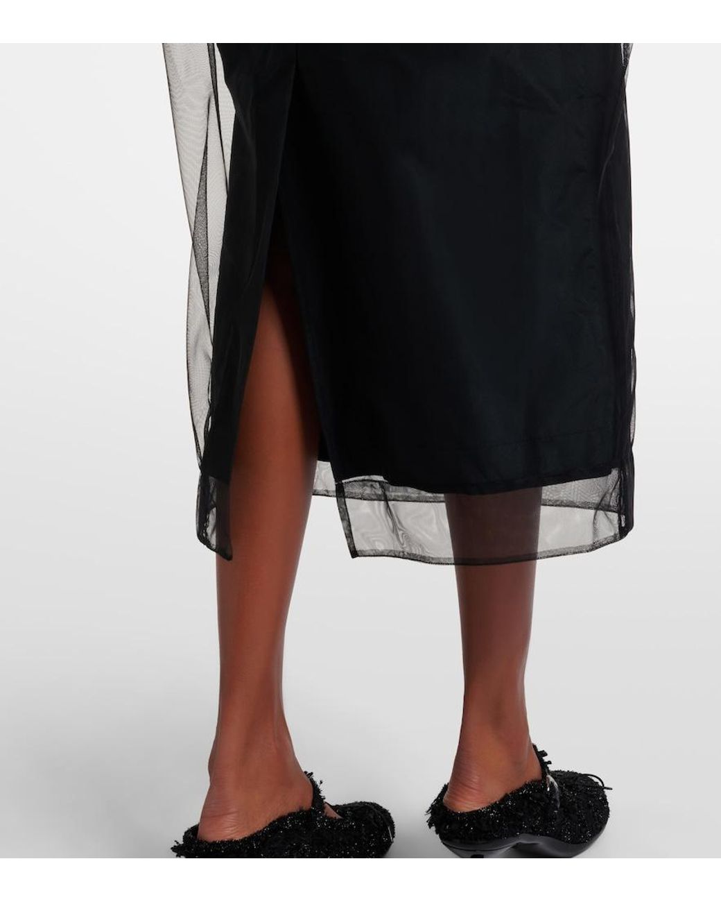 Simone Rocha Black Embroidered Tulle Midi Dress