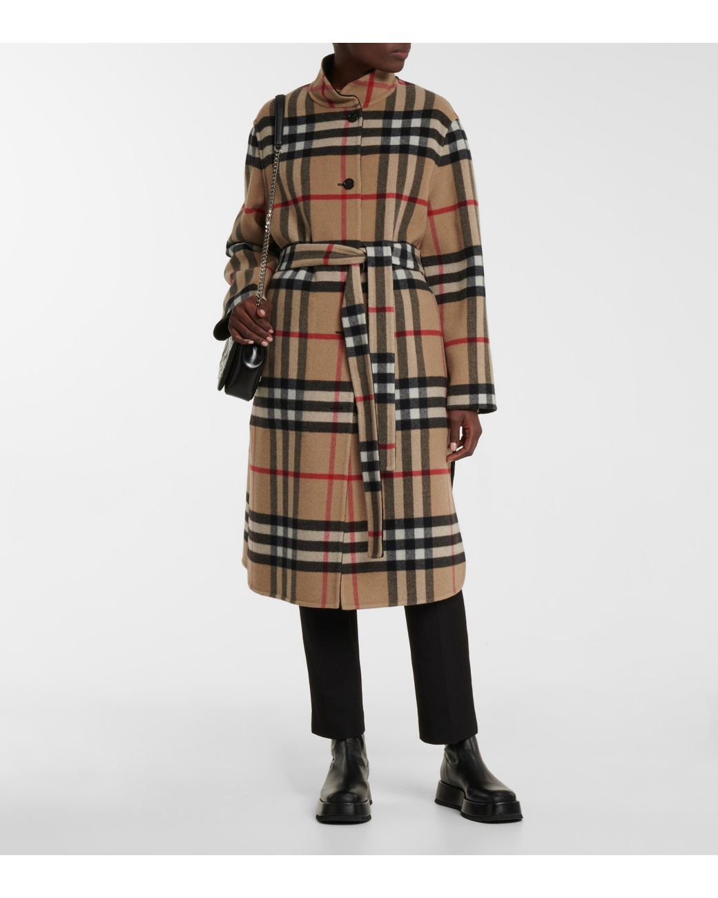 Burberry Vintage Check Reversible Wool Coat in Natural | Lyst UK