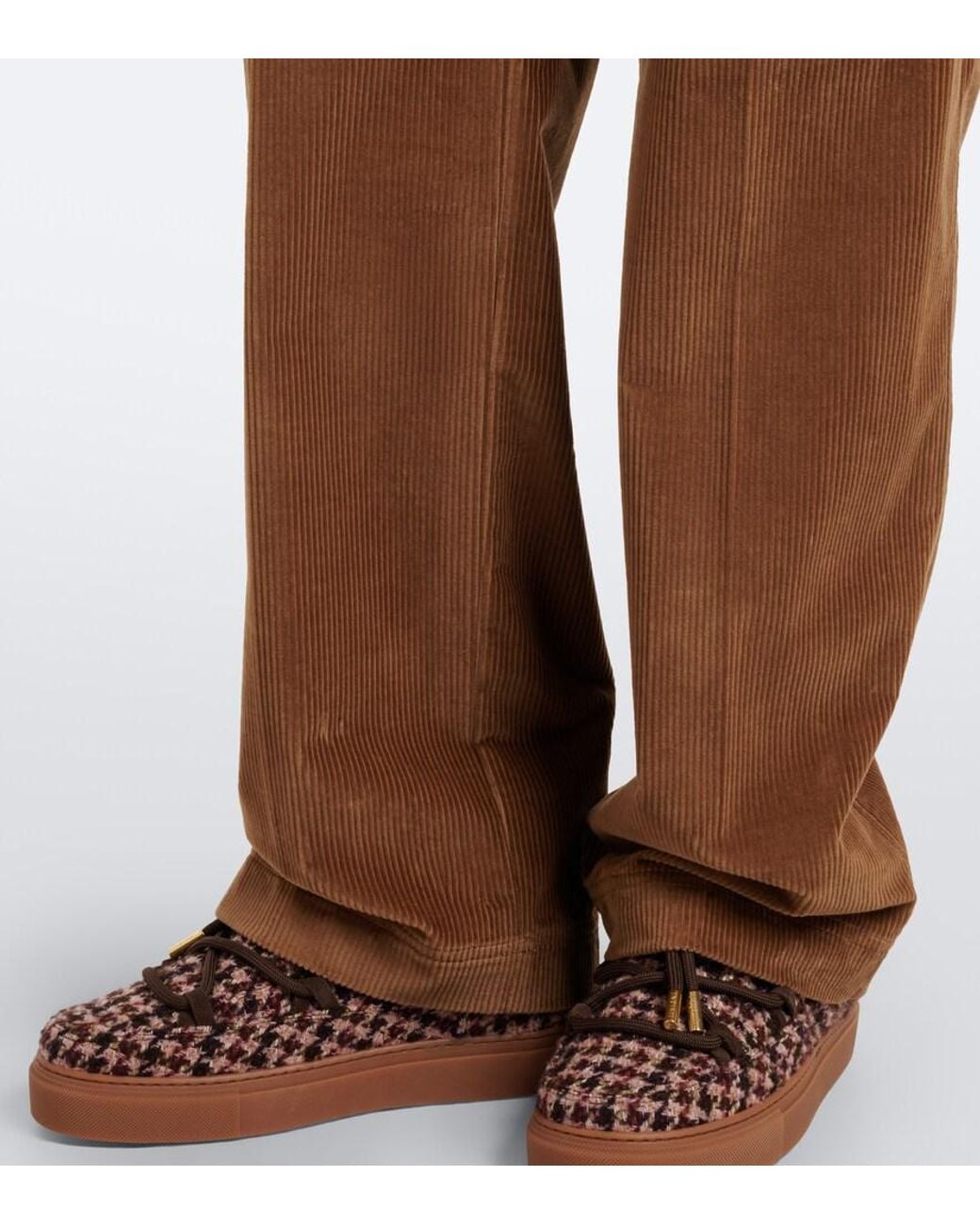 Moncler Brown Cotton Corduroy Wide-Leg Pants