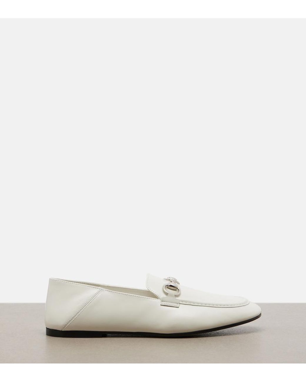 Gucci White Jordaan Soft Horsebit Leather Loafers