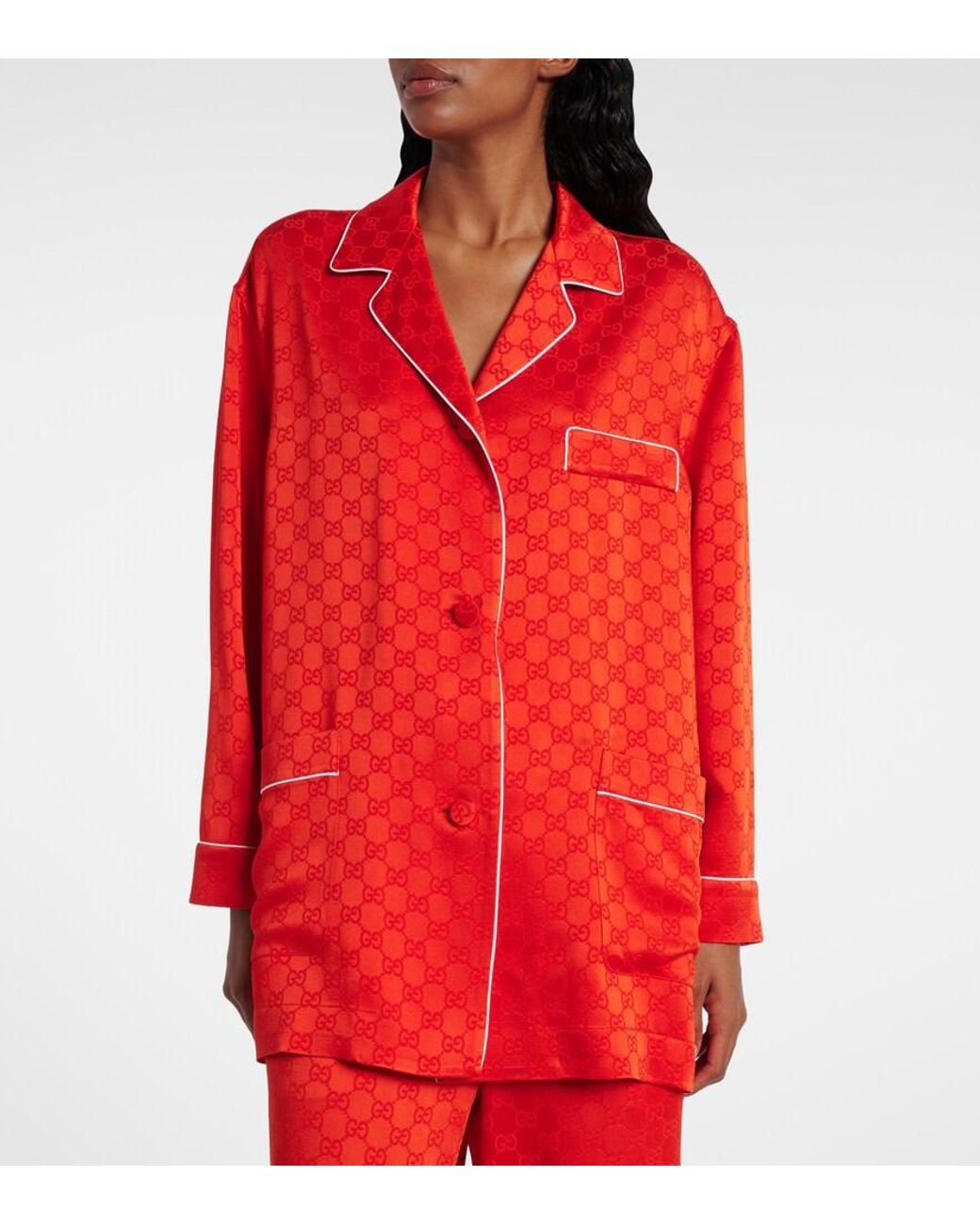 Gucci Red Gg Satin Shirt