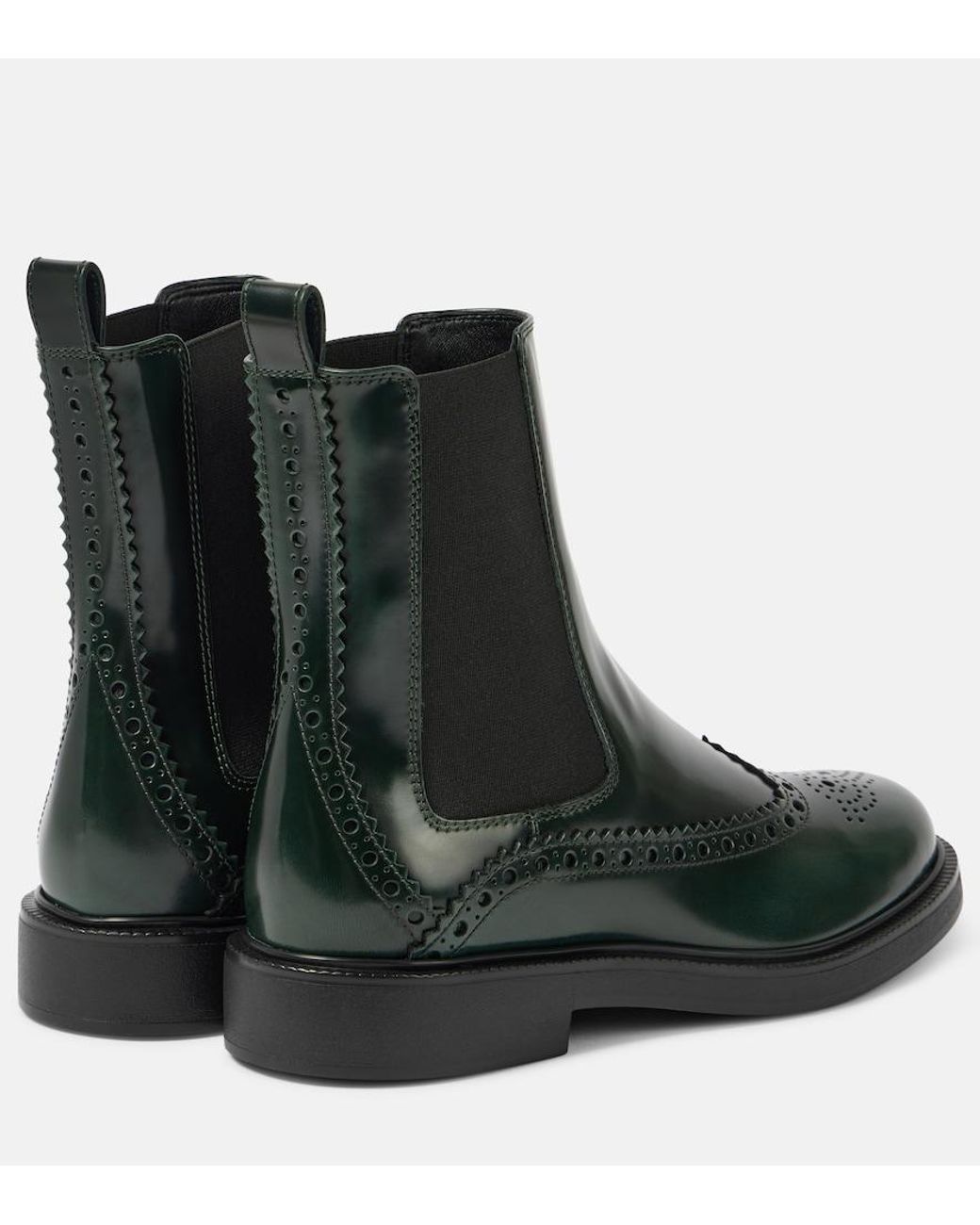 Tod's Green Leather Chelsea Boots