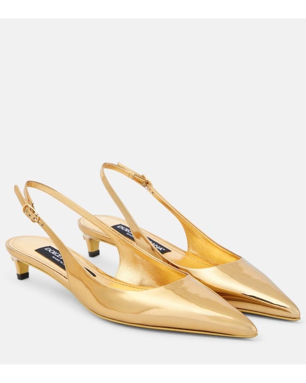 Dolce & Gabbana Metallic Patent Leather Slingback Pumps