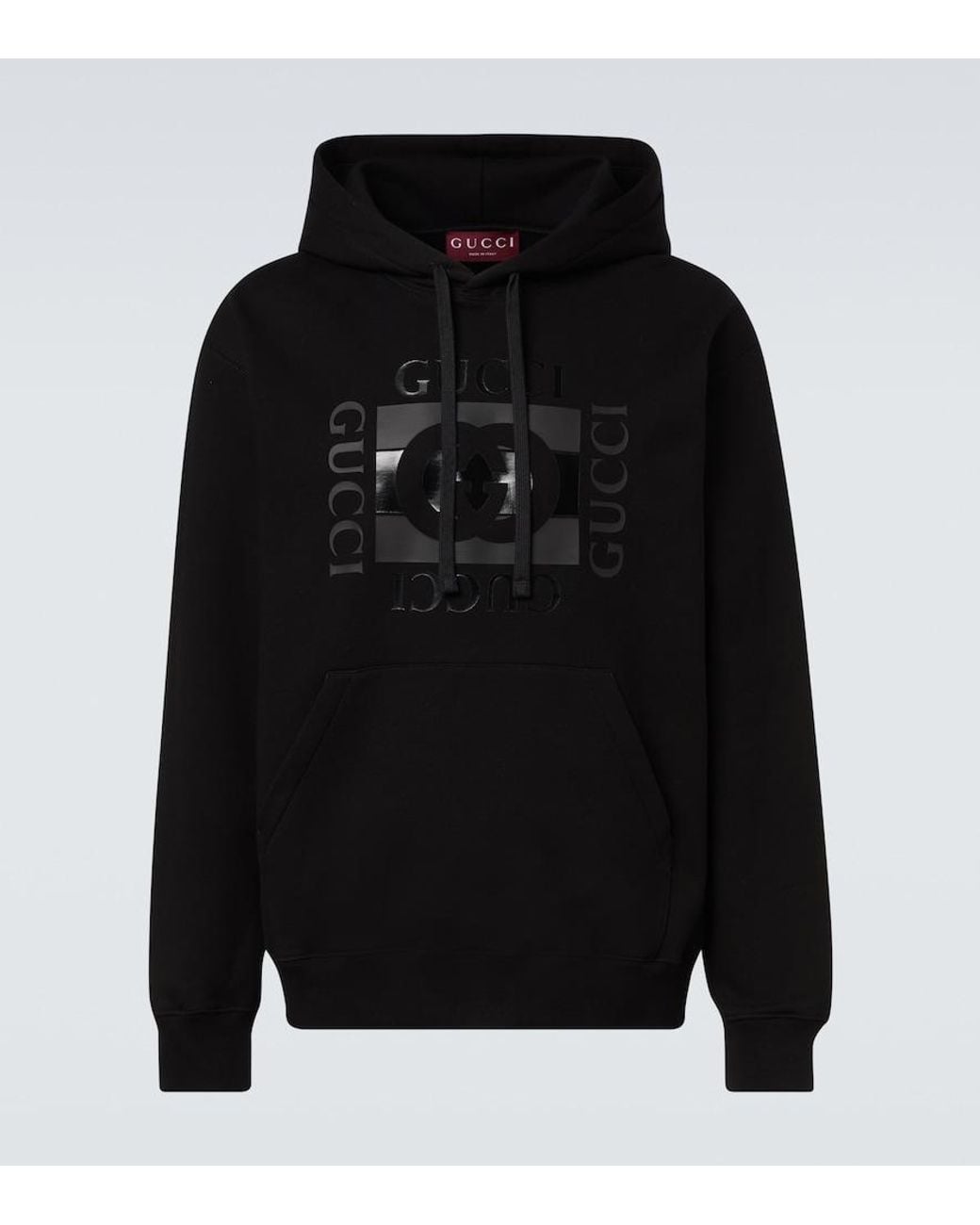 Gucci Black Logo Cotton Jersey Hoodie for men