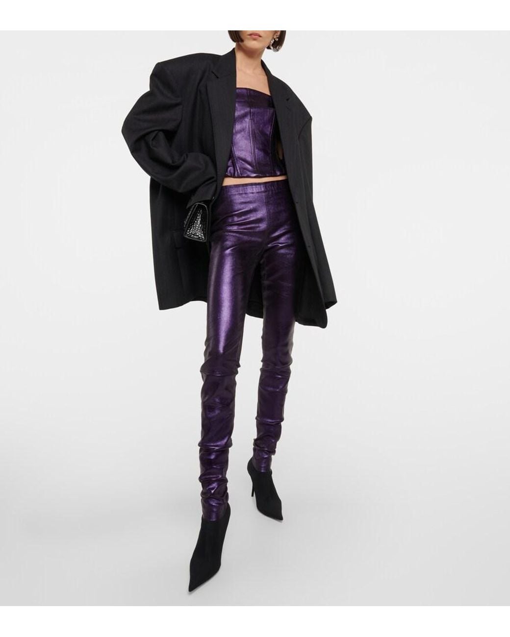 Stouls Blue Carolyn Metallic Leather Leggings