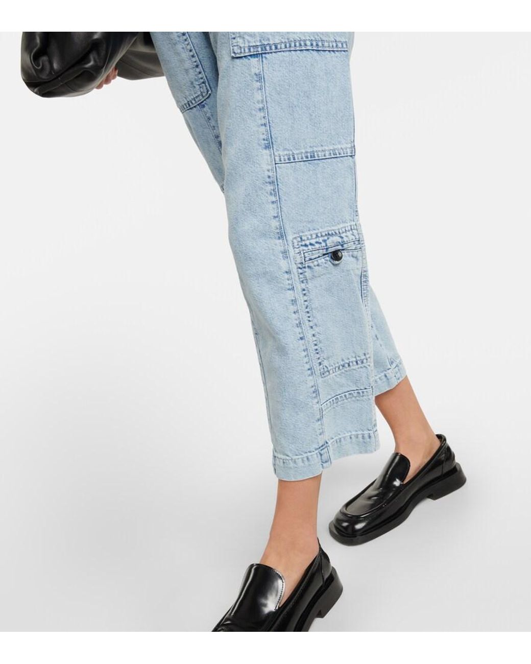 Proenza Schouler Blue Chambray High-rise Cargo Jeans