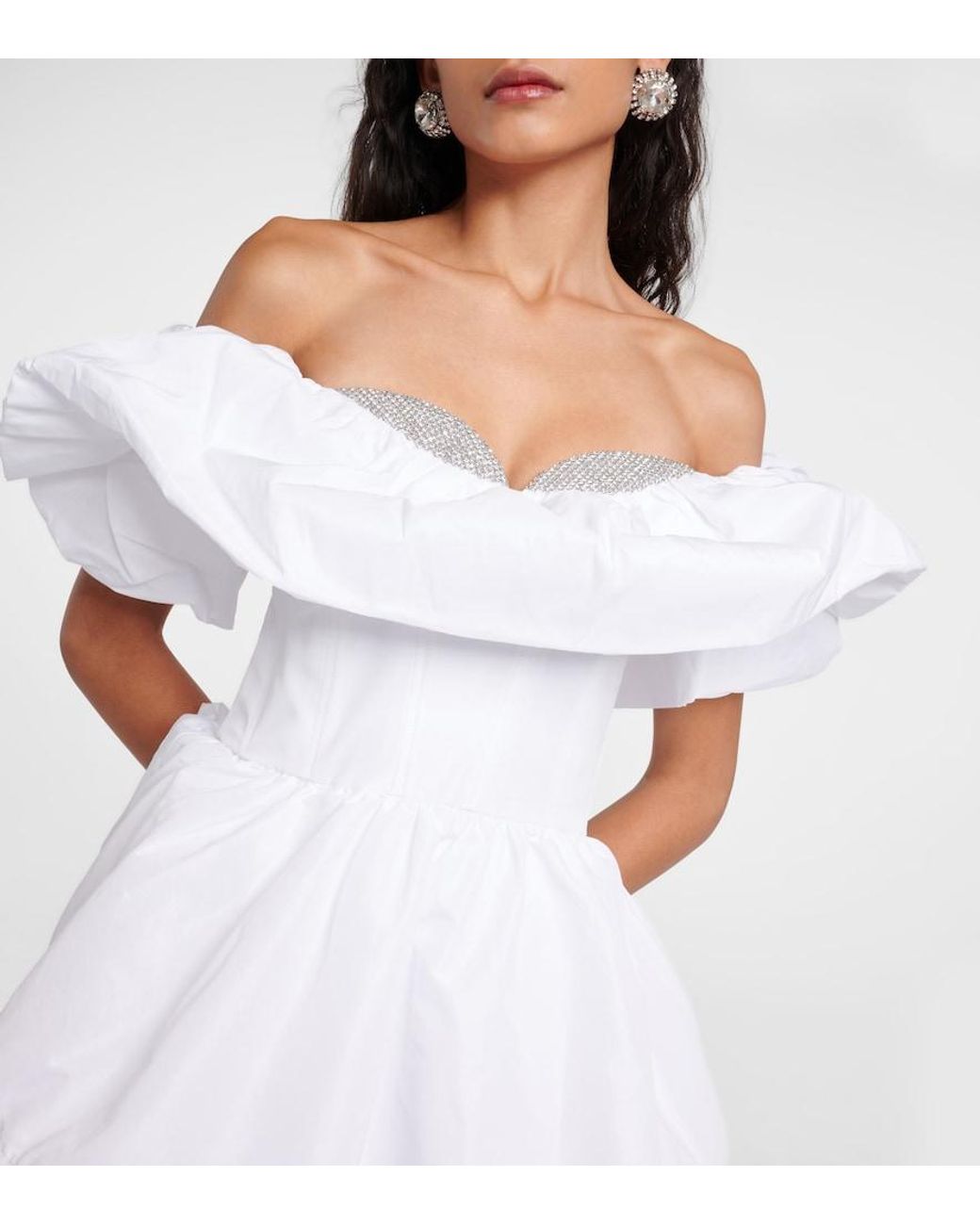 Rebecca Vallance White Bridal Mallory Off-Shoulder Minidress