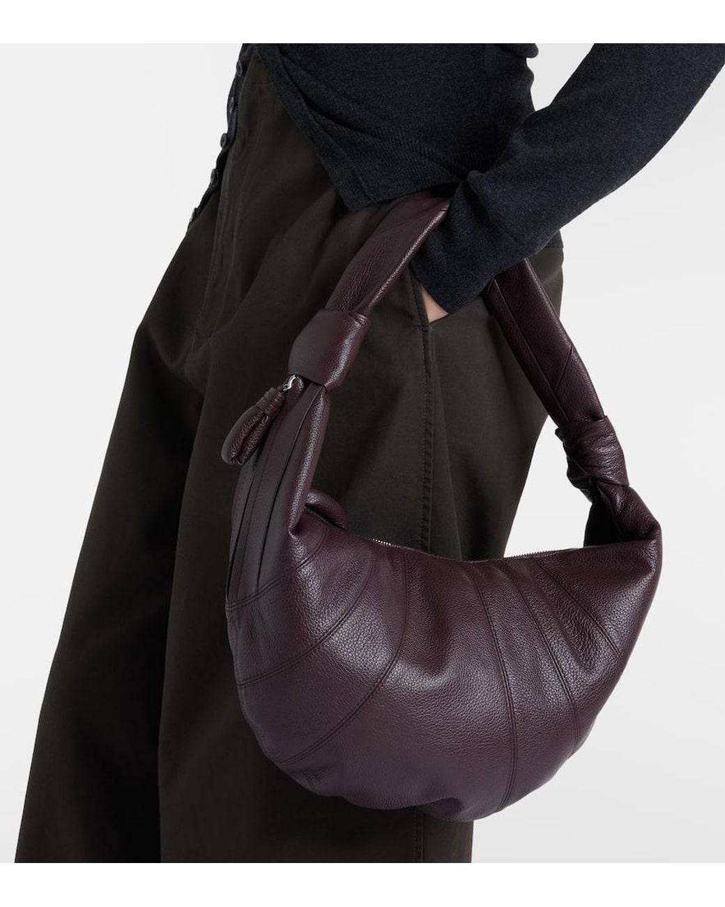 Lemaire Purple Fortune Crescent Leather Shoulder Bag