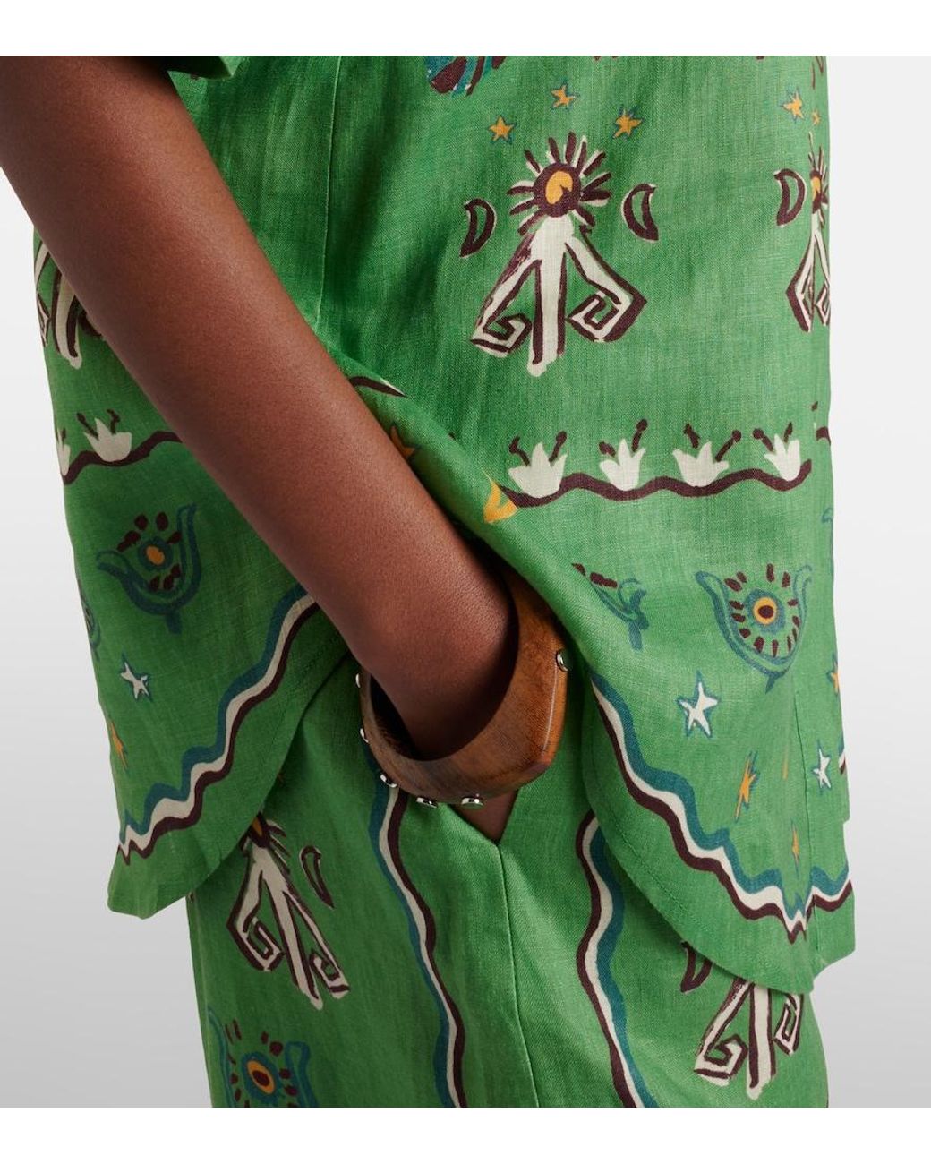 ALÉMAIS Green Sun Dancer Printed Linen Shirt
