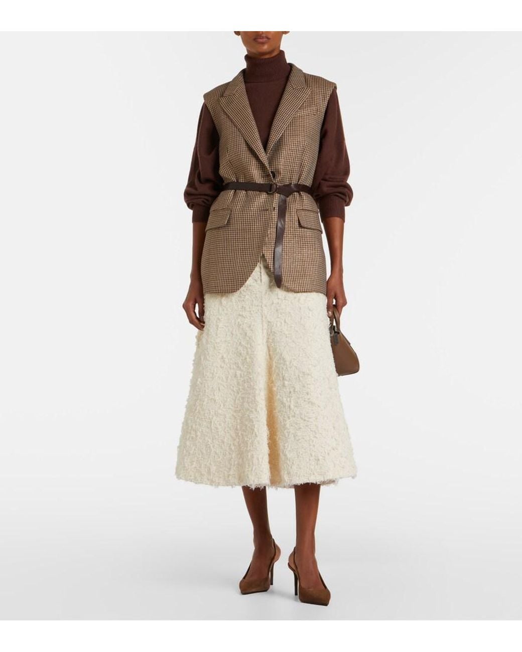 Brunello Cucinelli Brown Monili Suede Slingback Pumps
