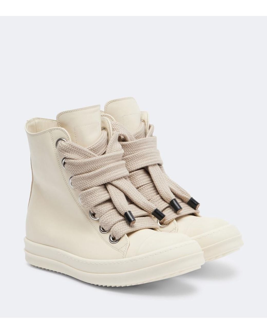 Rick Owens Natural Jumbolace Leather Sneakers