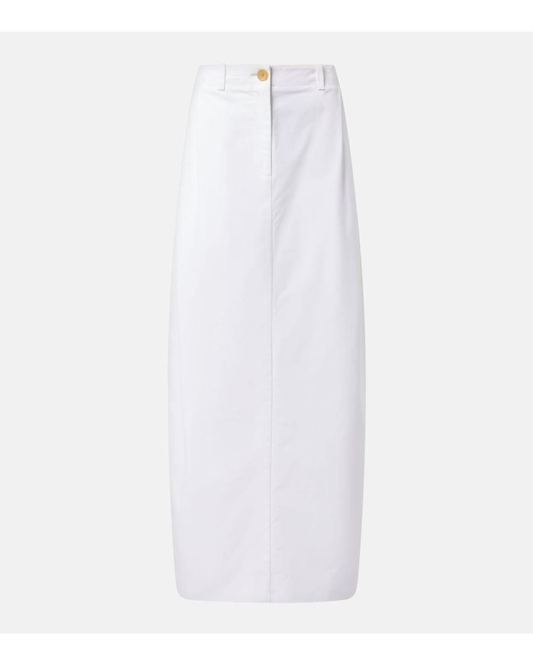 Khaite White Lucian Cotton Poplin Maxi Skirt