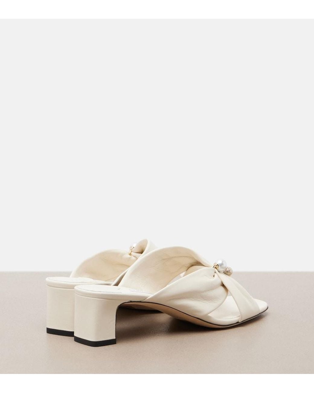 Jimmy Choo Natural Rafi Embellished Leather Mules