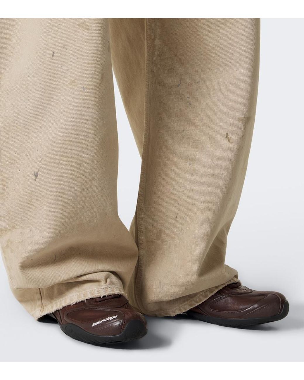 Balenciaga Natural Distressed Wide-Leg Jeans for men