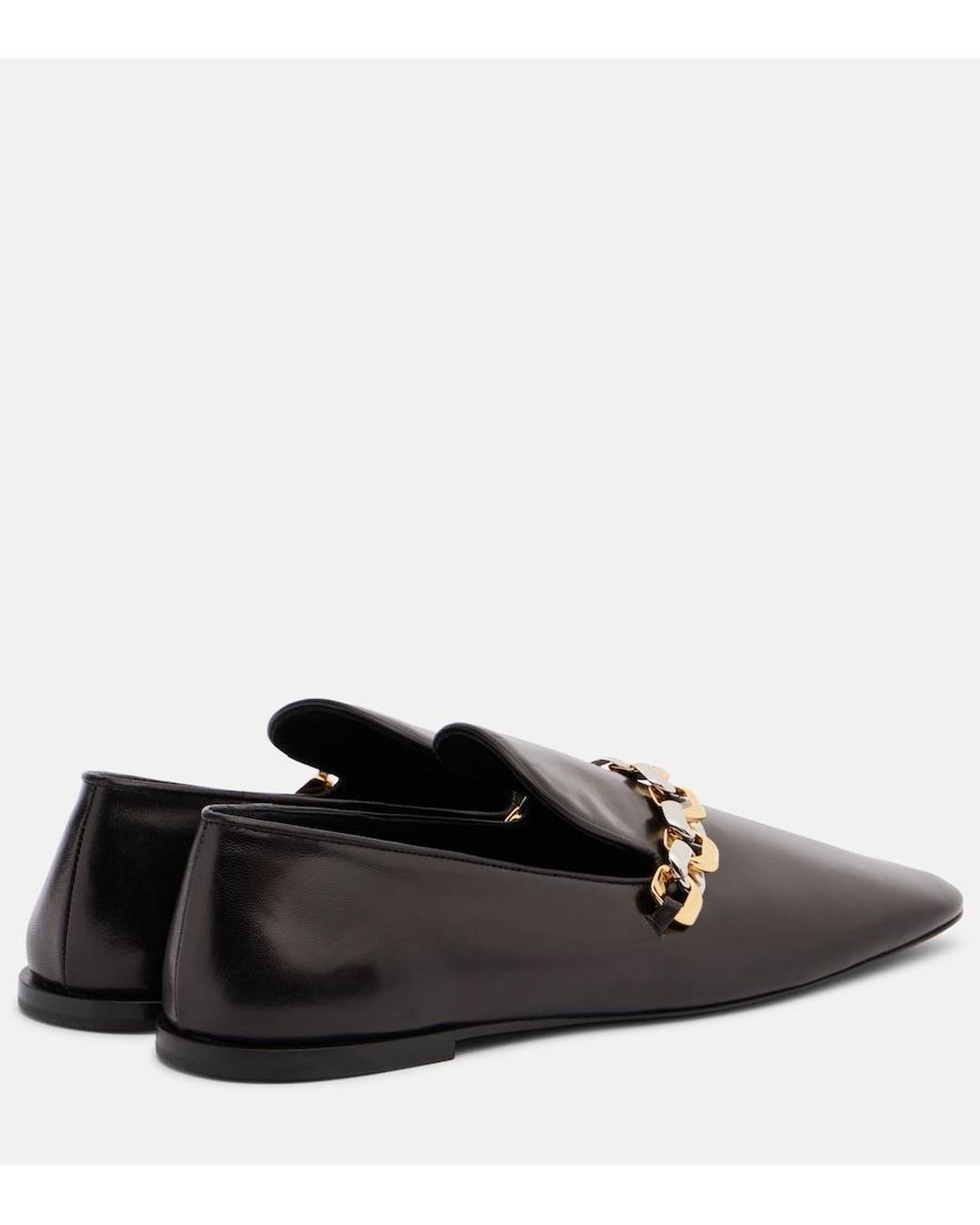 Jil Sander Brown Chain-Detail Leather Loafers