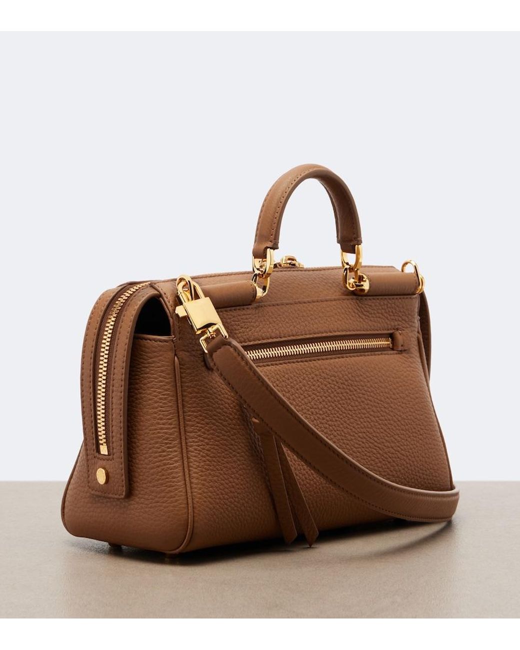 Dolce & Gabbana Brown Vittoria Small Leather Top-Handle Bag