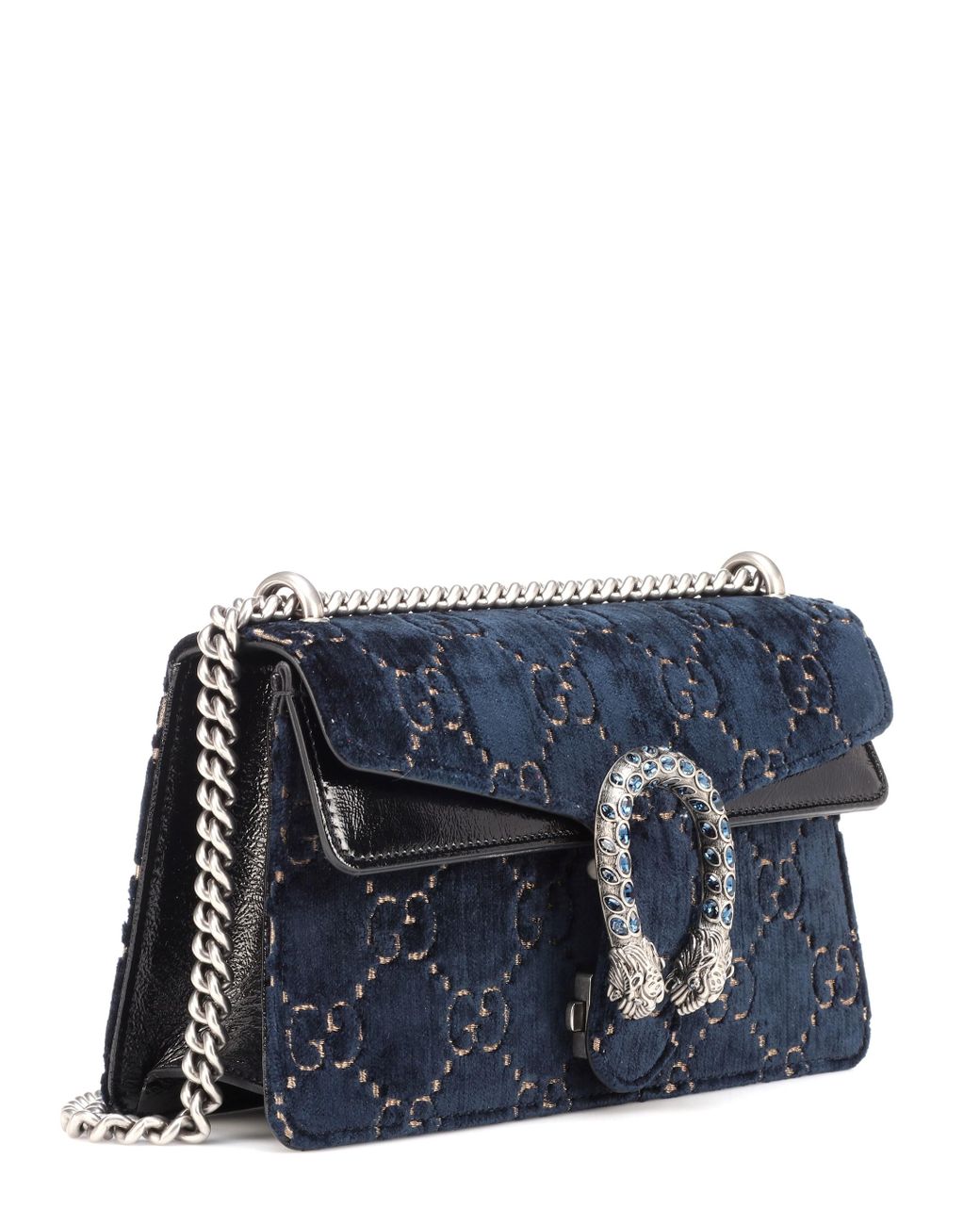 Gucci Dionysus Gg Small Velvet & Leather Shoulder Bag in Blue