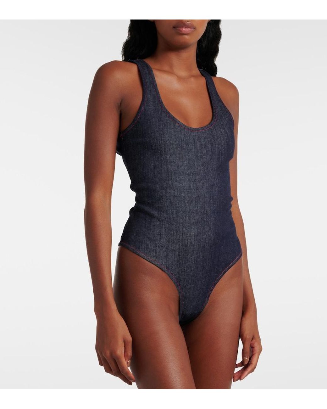 Alaïa Blue Denim Bodysuit