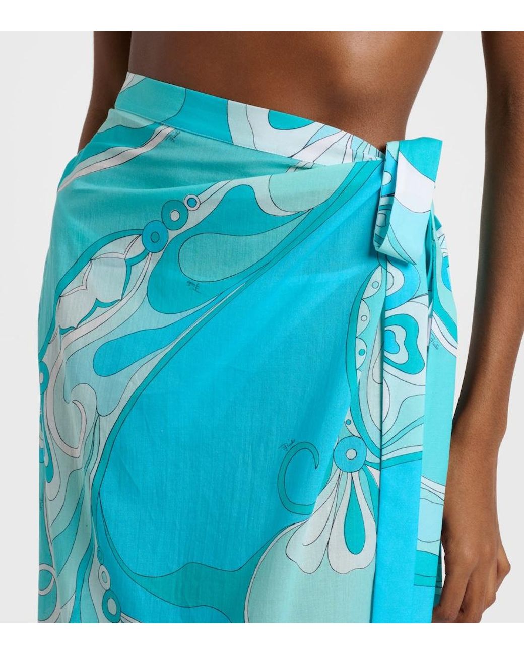 Emilio Pucci Blue Orchidee Cotton Beach Cover-Up