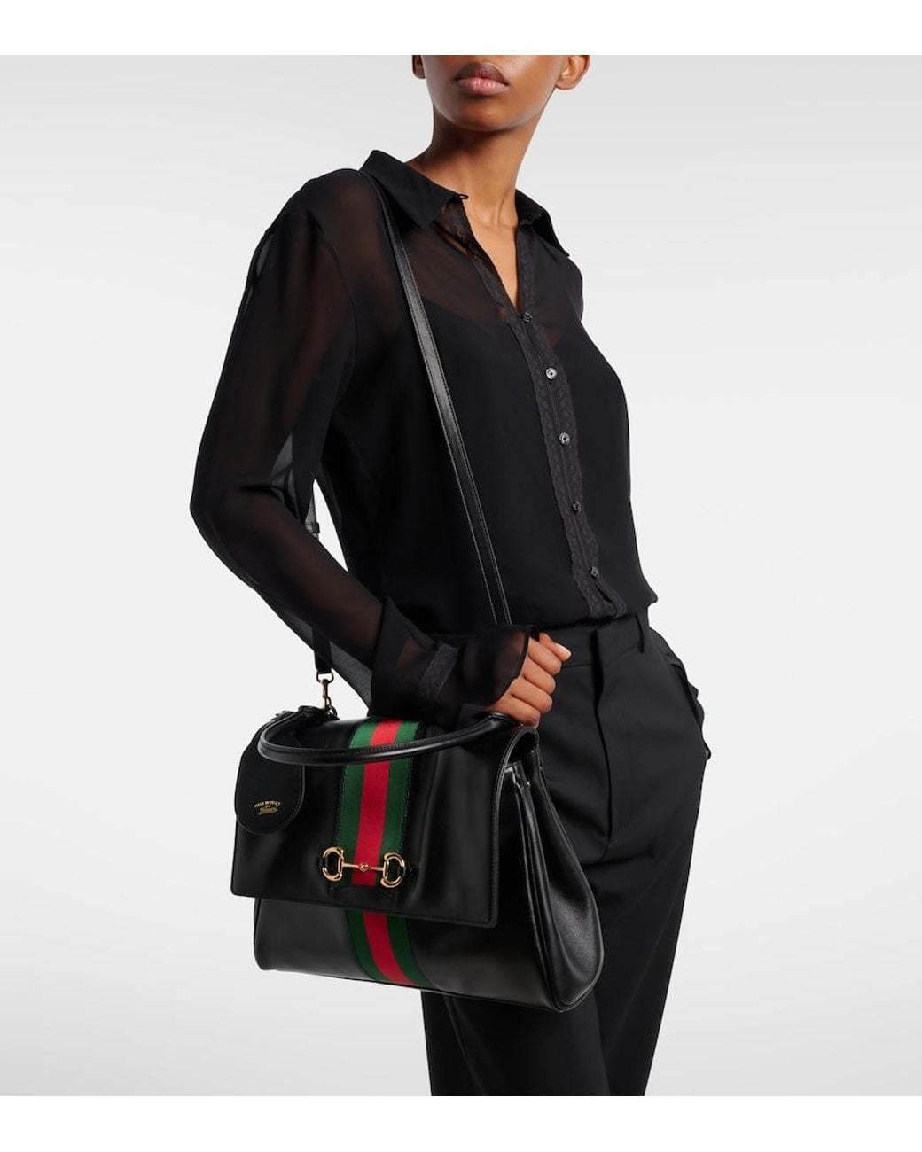 Gucci Black Paparazzo Medium Leather Tote Bag