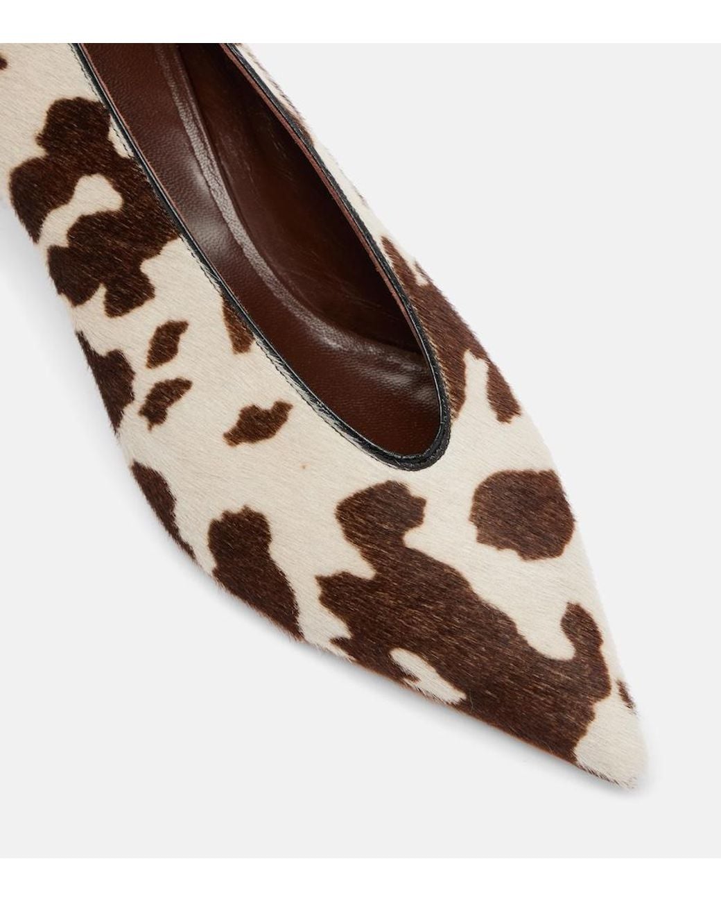 Le Monde Beryl Brown Babouche Cow-Print Calf Hair Pumps