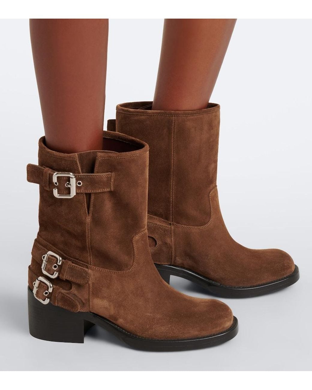 Chloé Brown Dakota Suede Biker Boots