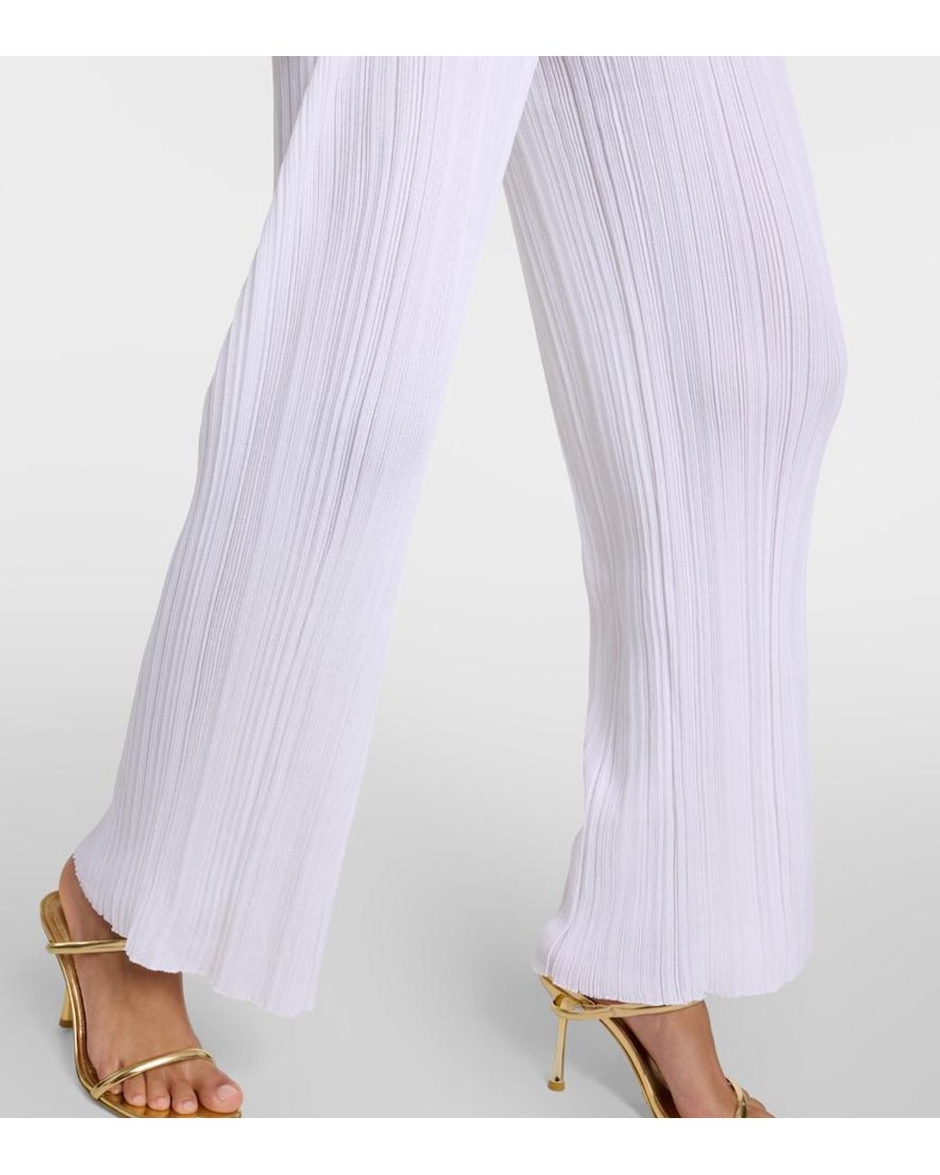 Stella McCartney White Pleated Knit Straight Pants