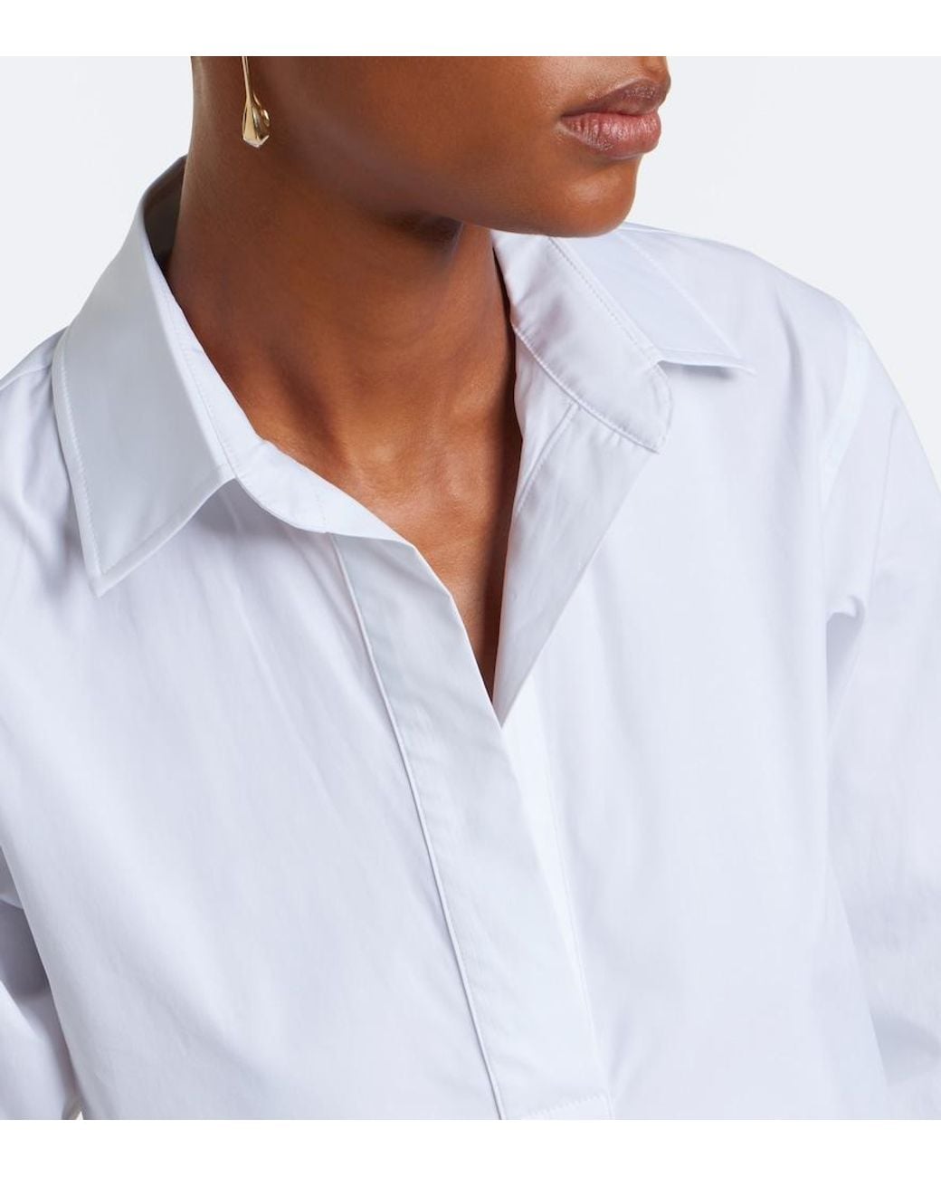 Max Mara White Cotton-Blend Poplin Shirt