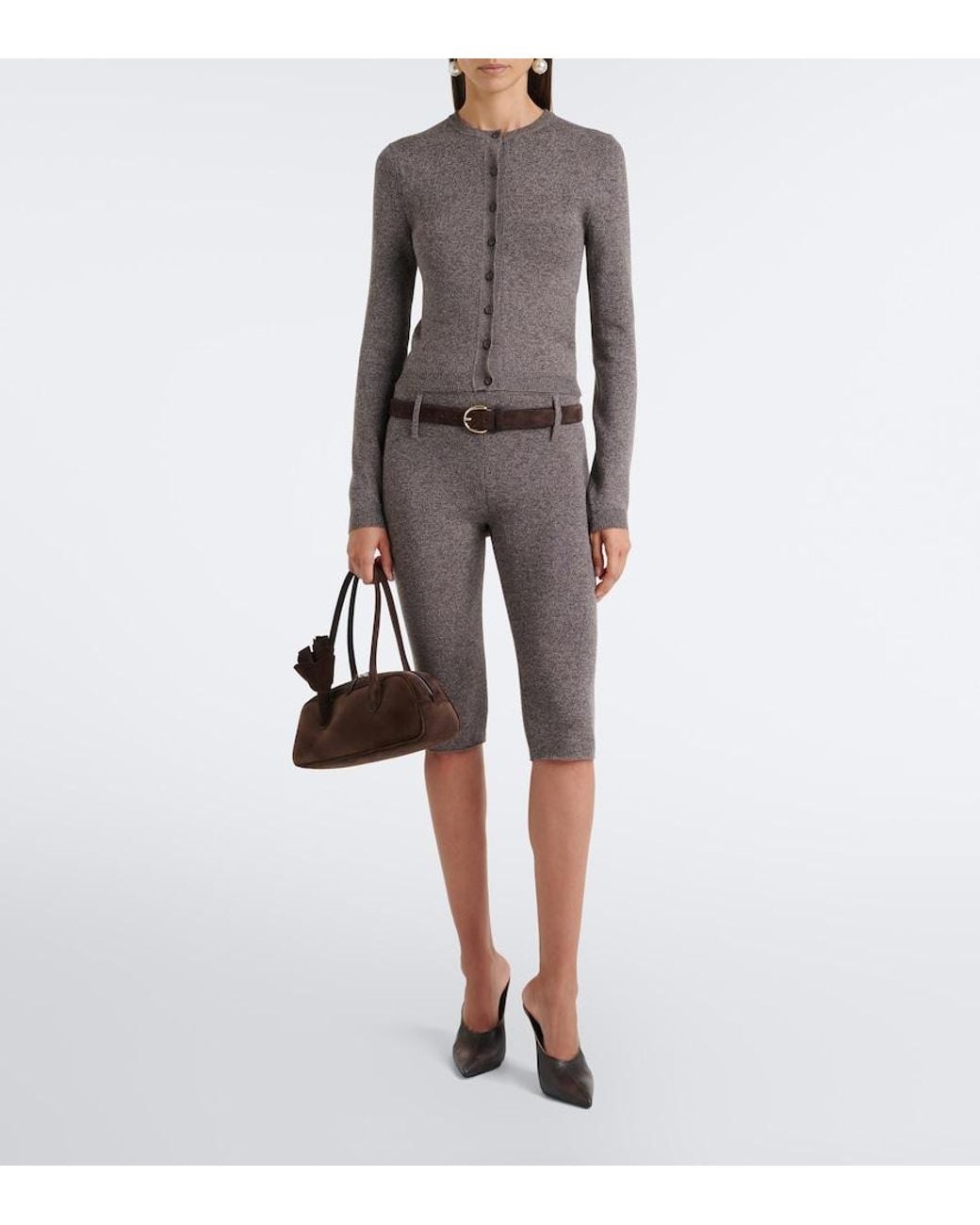 Magda Butrym Gray Knitted Wool Capri Pants