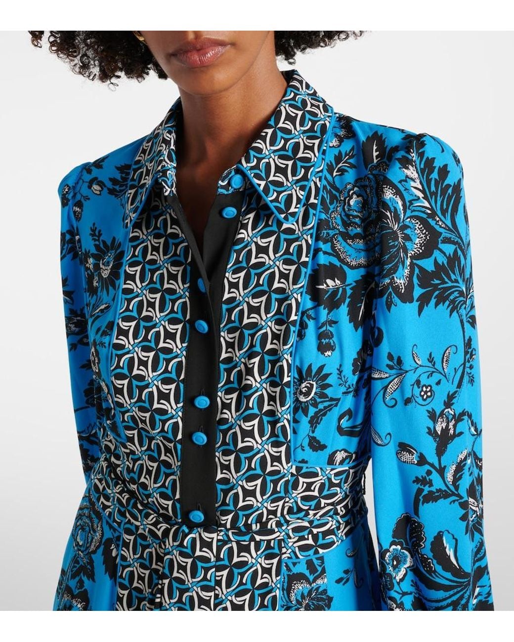 Diane von Furstenberg Blue Joshua Printed Maxi Dress