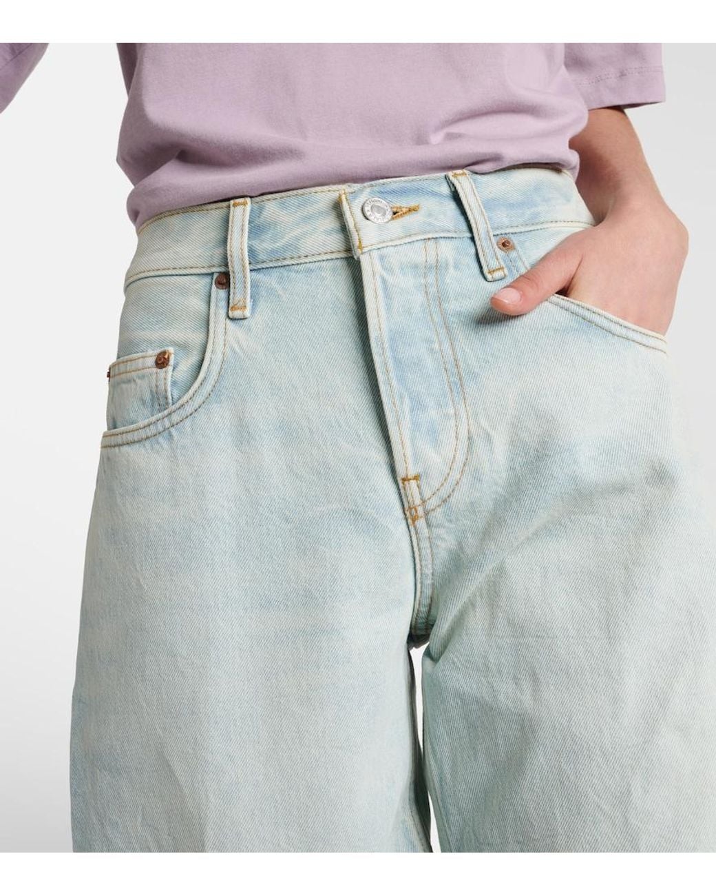 Re/done Blue Mid-Rise Straight Jeans