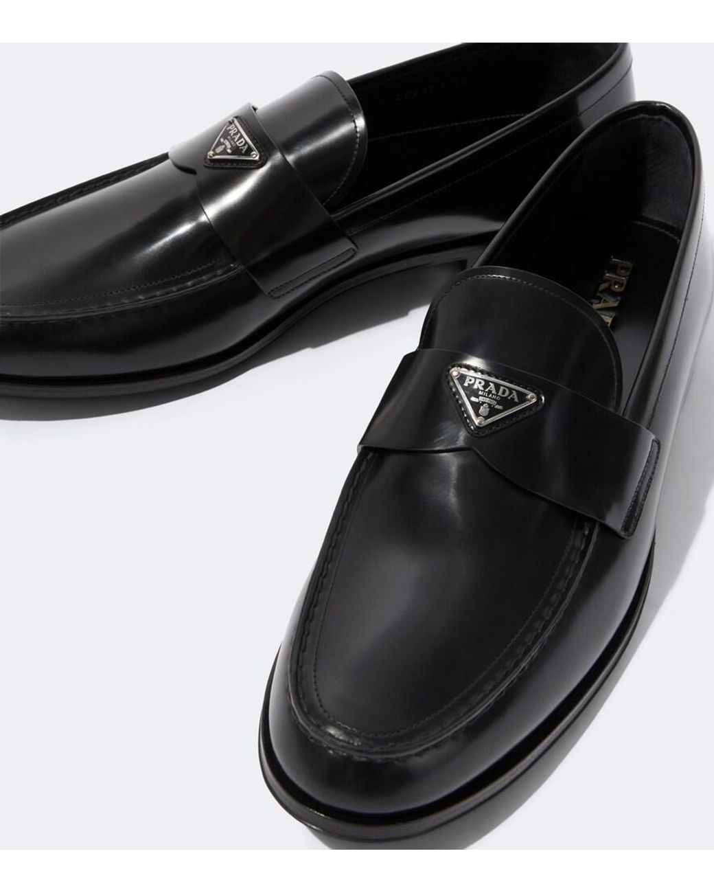 Prada Loafers Aus Leder in Black für Herren