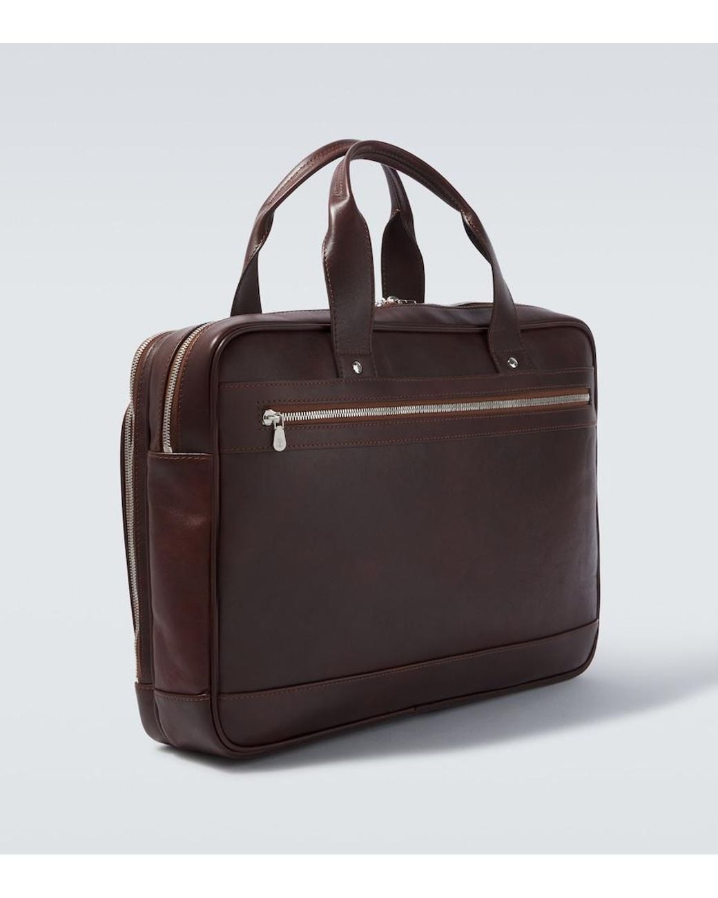 Brunello Cucinelli Brown Leather Briefcase for men